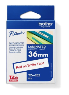BROTHER TZE262 - kazeta TZ šířky 36mm, laminovaná TZE-262, bílá/červené písmo
