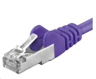 PREMIUMCORD Patch kabel CAT6a S-FTP, RJ45-RJ45, AWG 26/7 0,25m fialová