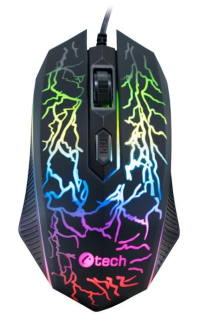 C-TECH herní myš Tychon (GM-03P), casual gaming, herní, 7 barev podsvícení, 3200DPI, USB