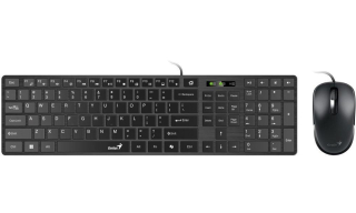 GENIUS set klávesnice + myš Slimstar C126/ Drátový set/ Copilot/ USB/ černá/ CZ+SK layout