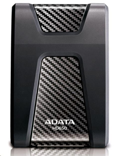 ADATA Externí HDD 2TB 2,5" USB 3.1 DashDrive Durable HD650, černý (gumový, nárazu odolný)