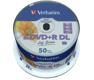 VERBATIM DVD+R Double Layer 8.5GB 8X 50 Pack Spindle