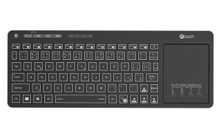 C-TECH Klávesnice WLTK-03, Bezdrátová, Touchpad, černá