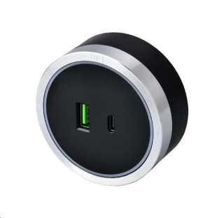 Viking zásuvkový modul A60, 1x USB-A, 1x USB-C, PD, stříbrno-černá