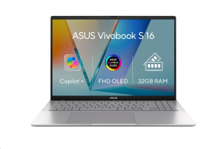 ASUS NTB Vivobook S16 (S3607AA-OLED009), Ultra 7 355, 16" 1920 x 1200, 32GB, 1TB SSD, Intel Arc, No OS, Silver