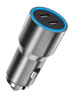 WG - Nabíječka do auta 2x USB 60W, 2x USB-C PD 30W, stříbrná