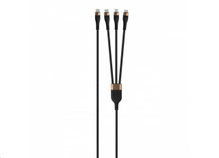 WG - Datový kabel 3v1 Type-C na Type-C na Lightning na Micro USB, 1,5 metrů, 5A, 100W, černá