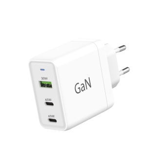 WG - Síťová nabíječka GaN 3x USB, 1x USB-A 30W + 2x USB-C 65W, bílá