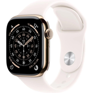 Apple Watch Series 11 GPS + Cellular 42mm Gold Titanium Case with Light Blush Sport Band - S/M