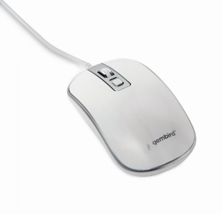 GEMBIRD myš MUS-4B-06-WS, drátová, optická, USB, bílá/stříbrná