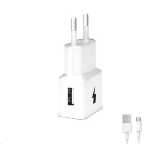 WG - Síťová nabíječka 1x USB-A, Quick Charge 3.0, 5V-9V-12V + kabel USB-A na Micro USB, white