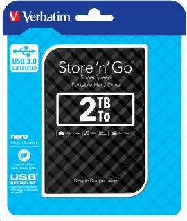 VERBATIM HDD 2.5" 2TB Store 'n' Go Portable Hard Drive USB 3.0, Black GEN II