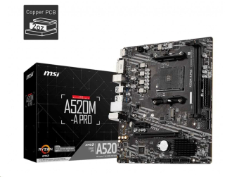 MSI MB Sc AM4 A520M-A PRO, AMD A520, 2xDDR4, m-ATX