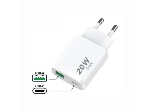 WG - Síťová nabíječka 2x USB, 1x USB-C PD 20W + 1x USB-A QC3.0 18W, white