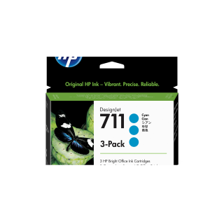 HP 711 Cyan DJ Ink Cart, 29 ml, 3-pack, CZ134A