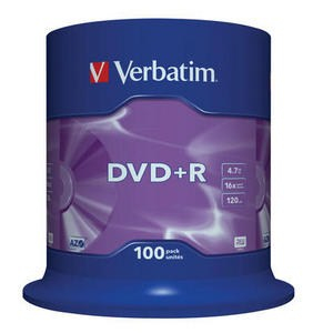 VERBATIM DVD+R(100-Pack)Spindle/General Retail/16x/4.7GB