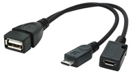 GEMBIRD Kabel USB AF/micro BM + micro BF, OTG + dobíjení, 15cm, pro tablety a smartphone